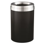 Glaro Mount Everest 33 Gallon Funnel Top Waste Receptacle, Satin Aluminum Top, Black Enamel